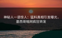 神秘人一语惊人：猛料真相引发曝光，墨西哥暗网疯狂转发