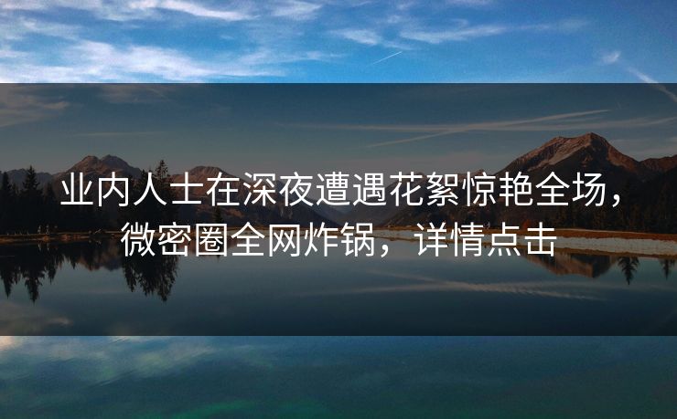 业内人士在深夜遭遇花絮惊艳全场，微密圈全网炸锅，详情点击