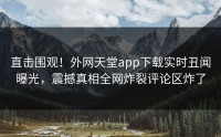 直击围观！外网天堂app下载实时丑闻曝光，震撼真相全网炸裂评论区炸了