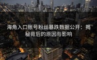 海角入口账号粉丝暴跌数据公开：揭秘背后的原因与影响