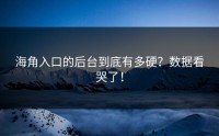 海角入口的后台到底有多硬？数据看哭了！