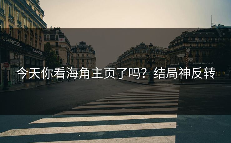 今天你看海角主页了吗？结局神反转