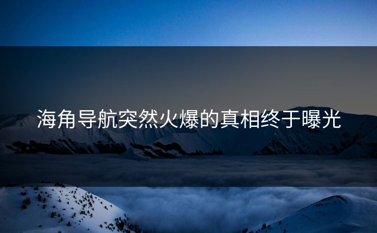 海角导航突然火爆的真相终于曝光