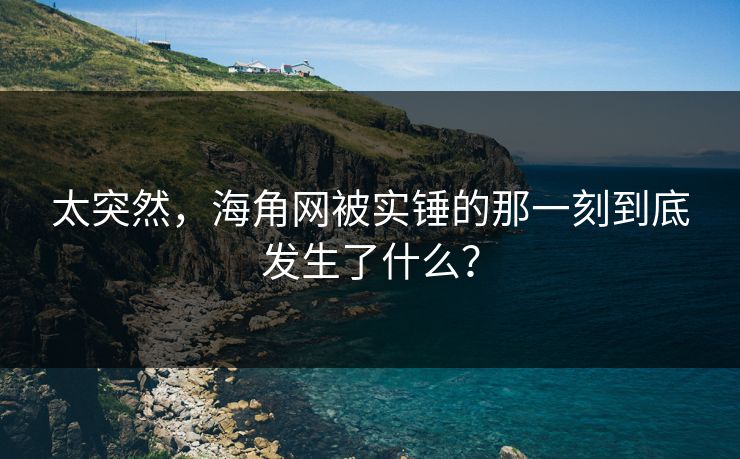 太突然，海角网被实锤的那一刻到底发生了什么？