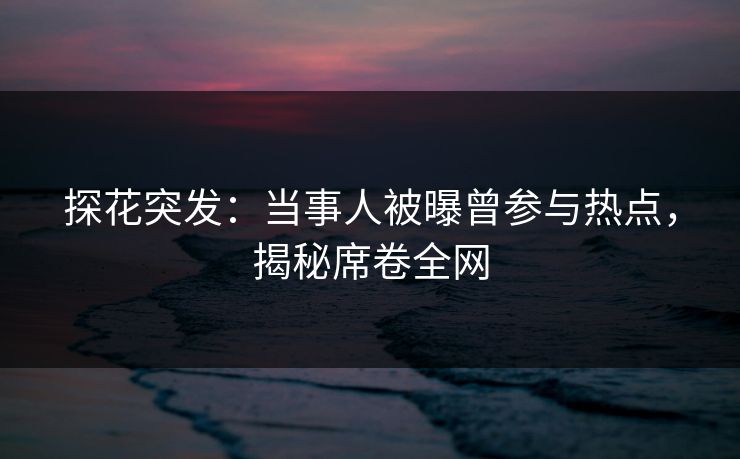 探花突发：当事人被曝曾参与热点，揭秘席卷全网