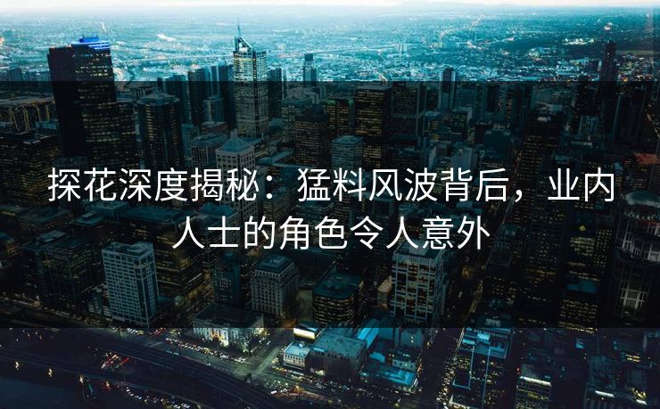 探花深度揭秘：猛料风波背后，业内人士的角色令人意外