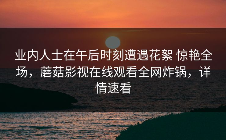 业内人士在午后时刻遭遇花絮 惊艳全场，蘑菇影视在线观看全网炸锅，详情速看