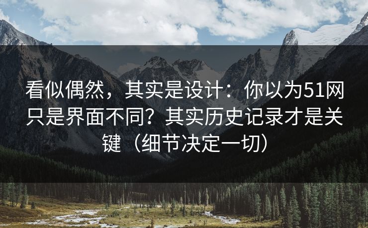 看似偶然，其实是设计：你以为51网只是界面不同？其实历史记录才是关键（细节决定一切）